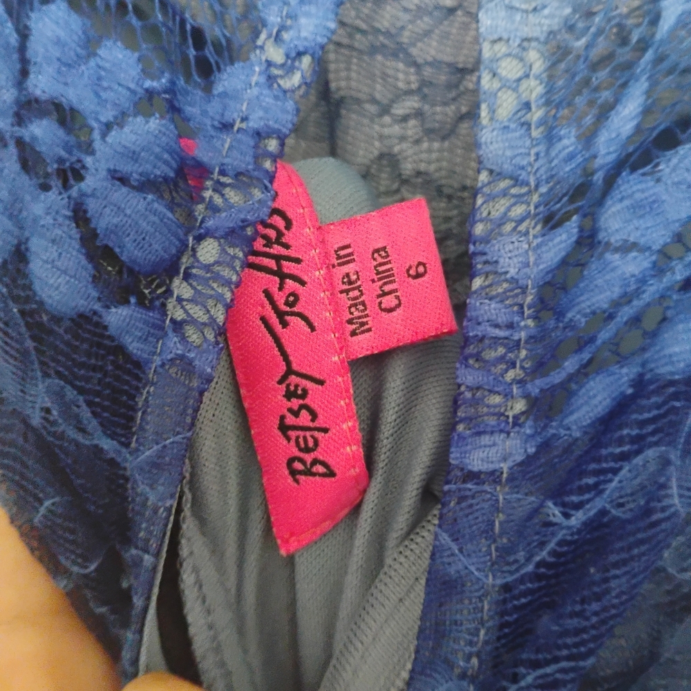 Betsey Johnson Sleeveless Blue Lace Ombre Dress - Picture 2 of 3